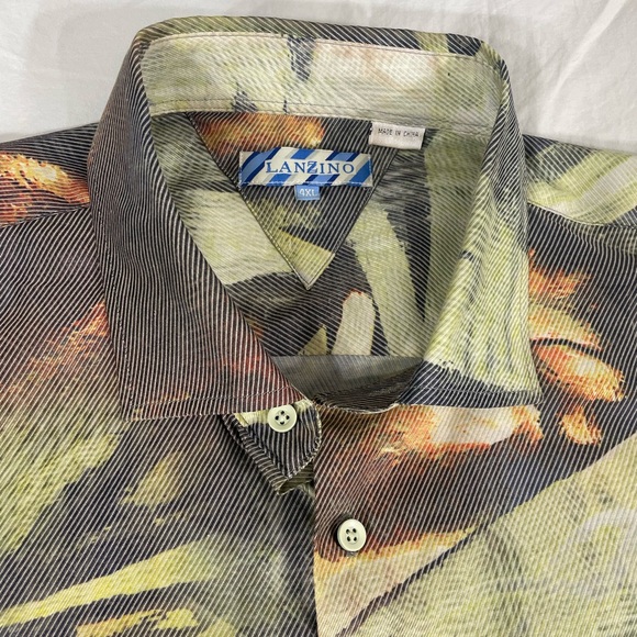 Lanzino Mens Multicolor Polyester Long Sleeve Button Up Shirt Size 4XL - Picture 6 of 12